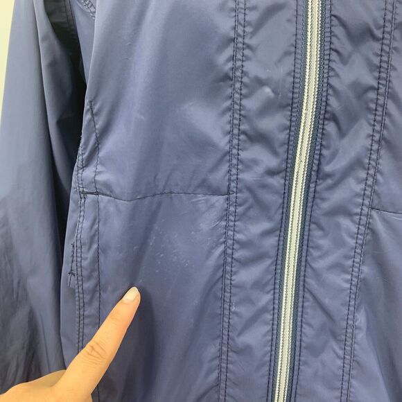 Columbia Hooded Rain Jacket Womens XS Extra Small Navy Vented Nylon Arcadia II - Picture 3 of 14
